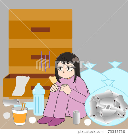 Dirty room and female illustration 73352738