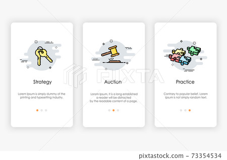 Onboarding screens design in business concept. Modern and simplified vector illustration, Template for mobile apps. Onboarding screens design in business concept. Modern and simplified vector illustration, Template for mobile apps. 73354534