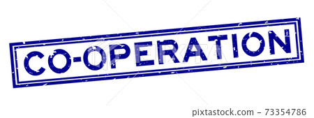 Grunge blue co operation word square rubber seal stamp on white background 73354786