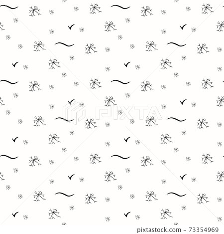 Seamless pattern of snowflakes and stripes on a white background. Seamless pattern of snowflakes and stripes on a white background. 73354969