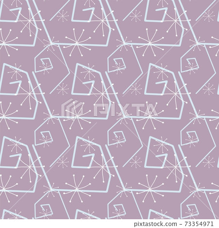 Seamless pattern of snowflakes and lines on a blue background. 73354971