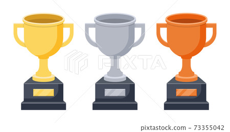 Gold, silver and bronze trophy vector illustration isolated on white 73355042