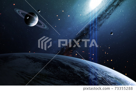 Universe scene with planets, stars and galaxies 73355288
