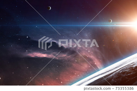 Universe scene with planets, stars and galaxies Universe scene with planets, stars and galaxies 73355386