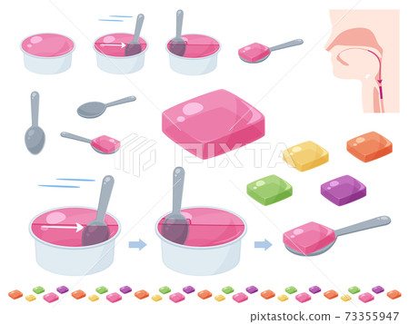 Swallowing_slice jelly illustration material set 73355947