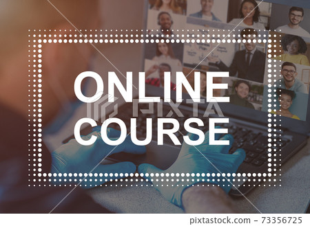 Doctor in face mask and protective gloves giving online course Doctor in face mask and protective gloves giving online course 73356725