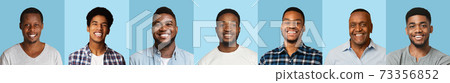 Portraits of black men in a row over blue, collage 73356852