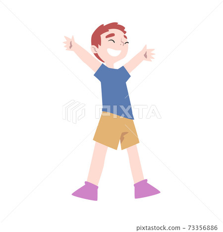 Cute Happy Smiling Little Boy Cartoon Style Vector Illustration on White Background 73356886