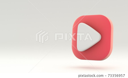Play red icon shape symbol. 3D rendering Play red icon shape symbol. 3D rendering 73356957