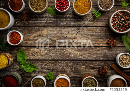 Herbs and spices in bowels 73358259