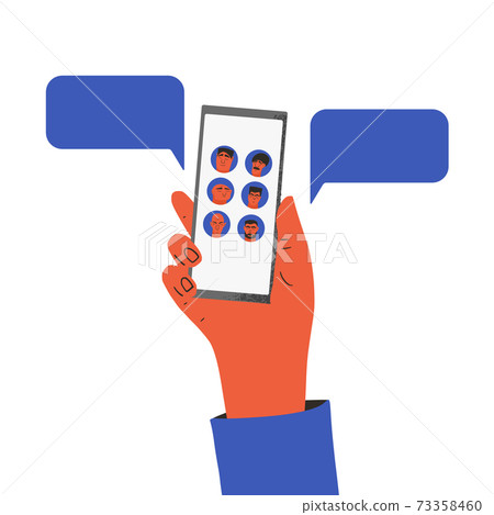 Video conference concept. Online call. Vector flat Video conference concept. Online call. Vector flat 73358460