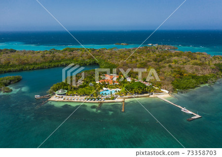 Isla Grande Rosario Archipelago Cartagena Colombia aerial view 73358703