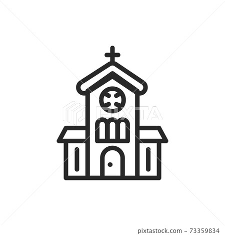 Church color line icon. Isolated vector element. Church color line icon. Isolated vector element. 73359834