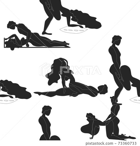 Kama Sutra, seamless pattern, design, poster, fabric. Kamasutra, sketchy poses for making love. Set. Kama Sutra, seamless pattern, design, poster, fabric. Kamasutra, sketchy poses for making love. Set. 73360733