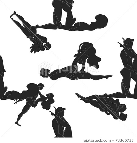 Kama Sutra, seamless pattern, design, poster, fabric. Kamasutra, sketchy poses for making love. Set. 73360735