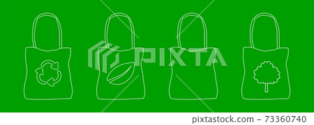 Eco organic package. Green contour natural leaf bags made from natural bio raw materials decaying plastic reusable cycle. Eco organic package. Green contour natural leaf bags made from natural bio raw materials decaying plastic reusable cycle. 73360740