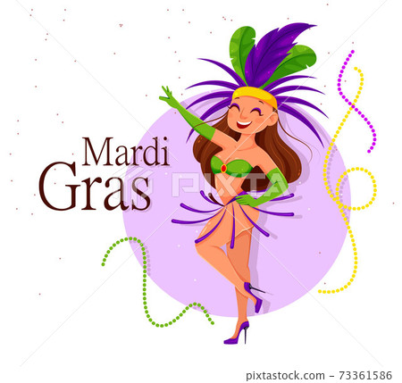 Mardi Gras Carnival. Cute lady dancer 73361586