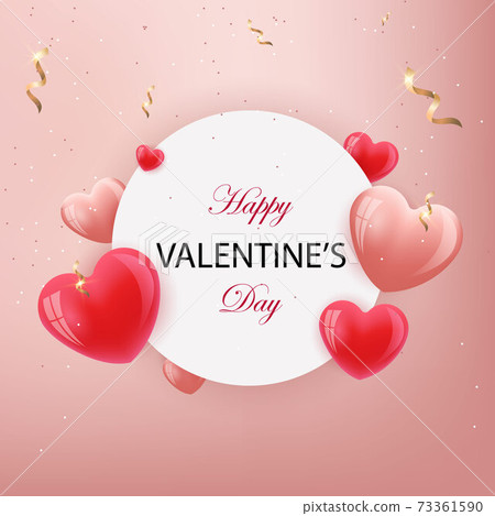 Valentines day greeting card with hearts - Stock Illustration [73361590 ...