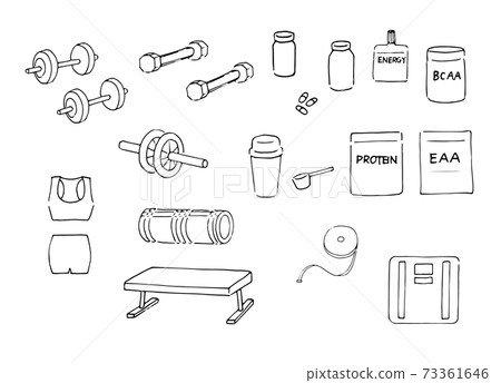 Diet training line art set 73361646