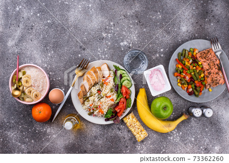 Breakfast, lunch and dinner. Balanced menu 73362260