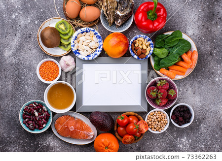 Food rich in collagen. Healthy products Food rich in collagen. Healthy products 73362263