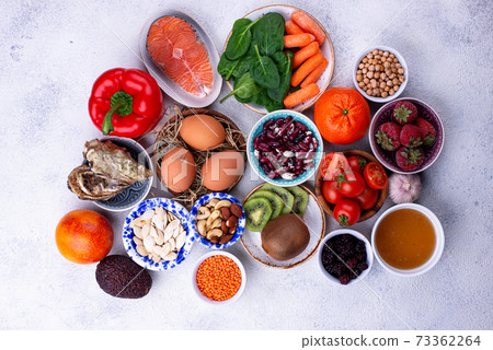 Food rich in collagen. Healthy products 73362264