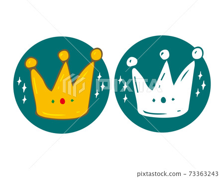 皇冠王冠圖標彩色單色線圖 插圖素材 圖庫