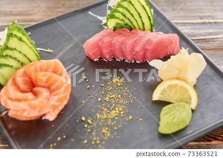 Salmon and tuna sashimi set. Salmon and tuna sashimi set. 73363521