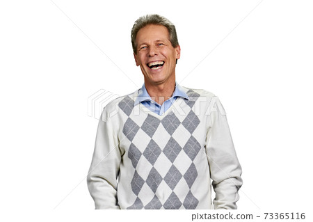 Portrait of laughing man on white background. Portrait of laughing man on white background. 73365116