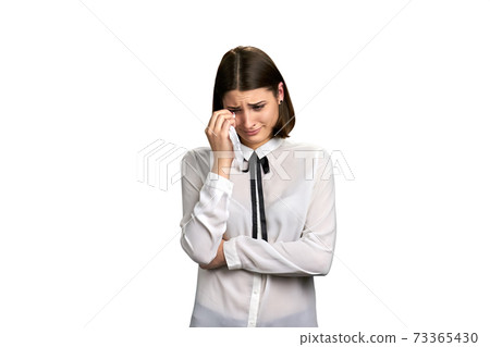 Portrait of unhappy crying woman. Portrait of unhappy crying woman. 73365430