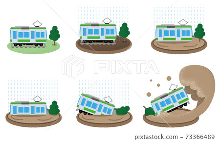 矢量插圖集的火車被大雨損壞 矢量插圖集的火車被大雨損壞 73366489
