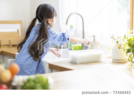 幫助洗碗的女孩 73368483