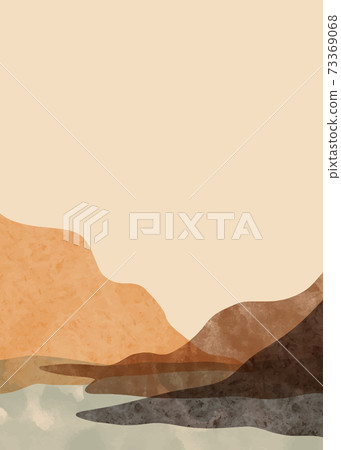 Abstract mountain landscape, oriental style. Minimalist design. Abstract water color. vector background illustration. Abstract mountain landscape, oriental style. Minimalist design. Abstract water color. vector background illustration. 73369068