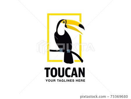Toucan flat style vector logo template isolated on white. Tropical bird icon	 73369680