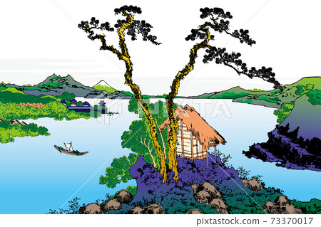 葛飾北齋圖像信州Lake訪湖明亮版白色背景 葛飾北齋圖像信州Lake訪湖明亮版白色背景 73370017