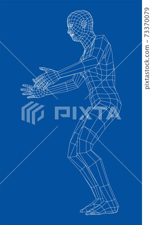 Wireframe jumping man. Vector Wireframe jumping man. Vector 73370079