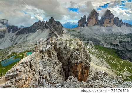 Colorful lakes and hackly mountain ridges,Monte Paterno,Dolomites,Italy Colorful lakes and hackly mountain ridges,Monte Paterno,Dolomites,Italy 73370536