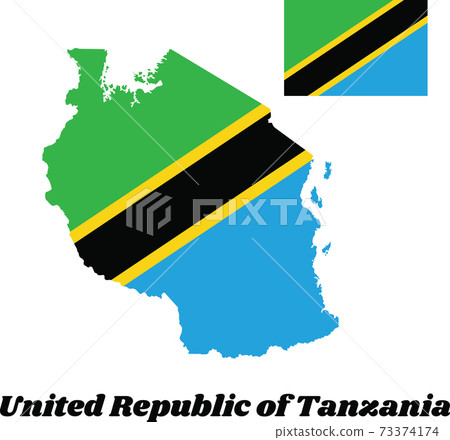 Map outline and flag of Tanzania, A... - Stock Illustration [73374174 ...