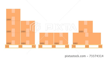 Cardboard boxes on a wood pallet. 73374314