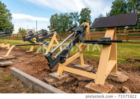 New outdoor fitness equipment being installed New outdoor fitness equipment being installed 73375922