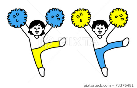 Men and women who support with pompoms (simple) Men and women who support with pompoms (simple) 73376491