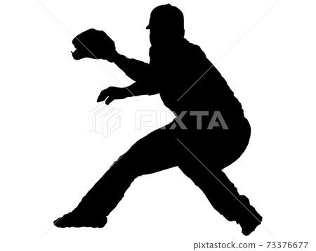 Defensive infielder silhouette 73376677
