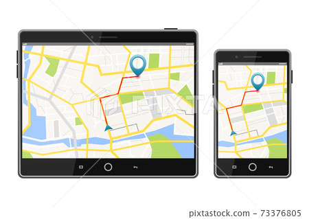 GPS satellite navigation system on screen 73376805