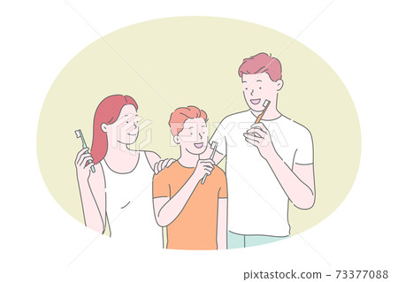 Brushing teeth and dental hygiene concept 73377088