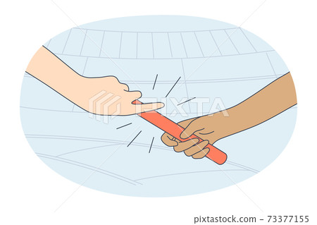 Relay baton, cooperation, teamwork concept Relay baton, cooperation, teamwork concept 73377155