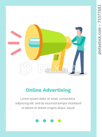 Website landing page template with male character holding loudspeaker. Online advertising concept Website landing page template with male character holding loudspeaker. Online advertising concept 73377881