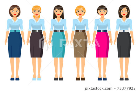 Dresscode of businesswoman or businesslady, set of clothes, woman in underwear, office style Dresscode of businesswoman or businesslady, set of clothes, woman in underwear, office style 73377922