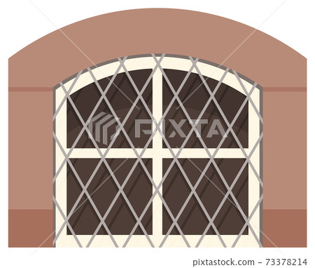 Transparent double plastic window with metal mesh in brown wall flat vector illustration Transparent double plastic window with metal mesh in brown wall flat vector illustration 73378214