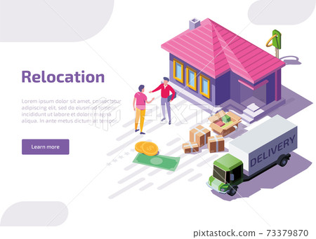 Relocation isometric web banner 73379870
