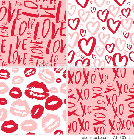 Set of four Valentine's day seamless patterns - Stock Illustration ...